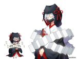  aki_no_jikan androgynous cloak closed_eyes covered_mouth eyebrows eyelashes facing_viewer hair_between_eyes hands_together hood maru-kichi multiple_views official_art standing watermark white_hair white_legwear 