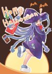  1girl blue_eyes blue_hair dress halloween hat ikamusume long_hair open_mouth shinryaku!_ikamusume solo tentacle_hair tesshii_(riza4828) witch_hat 