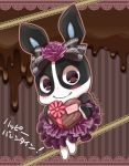  ! 1girl animal_ears artist_name blush bow brown_eyes chocolate chocolate_heart doubutsu_no_mori dress flower heart maasa_(doubutsu_no_mori) no_humans rabbit_ears solo tsutsuji_(hello_x_2) 
