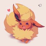  :3 :d blush commentary_request fang flareon full_body gen_1_pokemon heart muuran no_humans open_mouth pokemon pokemon_(creature) red_eyes signature smile solo 