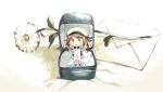  1girl black_footwear blush_stickers brown_hair cat chibi commentary_request fairy_(kantai_collection) flower gomennasai hat kantai_collection letter long_sleeves looking_at_viewer pleated_skirt ring_box shoes skirt smile socks solid_oval_eyes solo standing triangle_mouth white_legwear 