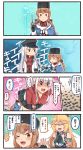  4girls 4koma @_@ ^_^ ^o^ black_gloves black_hat black_skirt blonde_hair blush brown_eyes brown_gloves brown_hair closed_eyes comic commentary_request facial_scar fingerless_gloves gangut_(kantai_collection) gloves hair_ornament hairclip hat hibiki_(kantai_collection) highres ido_(teketeke) iowa_(kantai_collection) jacket kantai_collection long_hair long_sleeves multiple_girls no_legwear one_eye_closed open_mouth pipe pipe_in_mouth pleated_skirt red_eyes red_shirt scar shirt skirt smile speech_bubble tashkent_(kantai_collection) translation_request verniy_(kantai_collection) white_hair white_jacket 