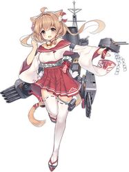  1girl :d ahoge anchor animal_ears azur_lane bangs bell blush braid cat_ears cat_tail eyebrows eyebrows_visible_through_hair floral_print full_body geta hair_between_eyes hair_intakes hair_ribbon high-waist_skirt jingle_bell leg_up light_brown_eyes light_brown_hair long_hair long_sleeves machinery michishio_(azur_lane) miniskirt off-shoulder_shirt off_shoulder official_art open_mouth palms pleated_skirt red_ribbon red_sailor_collar red_skirt ribbon ribbon-trimmed_clothes ribbon-trimmed_legwear ribbon_trim rope sailor_collar shimenawa shirt side_braid simple_background skirt smile solo standing standing_on_one_leg tachi-e tail thigh-highs thigh_strap torpedo torpedo_tubes transparent_background tsukimi_(xiaohuasan) turret two_side_up white_legwear white_shirt wide_sleeves zettai_ryouiki 