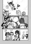  &gt;_o 6+girls :o animal_ears bow breasts character_request closed_eyes closed_mouth clouds comic commentary_request crying eurasian_eagle_owl_(kemono_friends) fur_trim hair_bow hair_over_one_eye hairband headphones highres hippopotamus_(kemono_friends) jitome jumping kemono_friends kotobuki_(tiny_life) large_breasts long_hair mittens motion_lines multiple_girls musical_note northern_white-faced_owl_(kemono_friends) one_eye_closed one_eye_covered open_mouth outdoors short_hair smile spitting standing swan_boat tail translation_request 