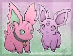  border claws collar commentary commission creature english_commentary full_body gen_1_pokemon gradient gradient_background gradient_border green_eyes heart looking_at_viewer mikoto-tsuki nidoran no_humans pokemon pokemon_(creature) standing violet_eyes watermark web_address 
