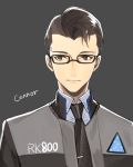  1boy bespectacled brown_eyes brown_hair byakuya0315 connor_(detroit) detroit:_become_human glasses jacket male_focus necktie short_hair solo 