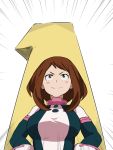  blush_stickers bodysuit boku_no_hero_academia brown_hair cafekun countdown emphasis_lines hands_on_hips short_hair_with_long_locks smile uraraka_ochako 