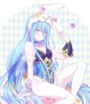  1girl animal_ears aqua_(fire_emblem_if) blue_hair blush bunnysuit fire_emblem fire_emblem_heroes fire_emblem_if gloves hiyori_(rindou66) long_hair rabbit_ears thigh-highs yellow_eyes 