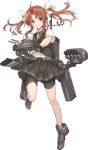  1girl bike_shorts fingerless_gloves gloves gun hair_ribbon kagerou_(kantai_collection) kantai_collection konishi_(koconatu) machinery neck_ribbon official_art remodel_(kantai_collection) ribbon short_sleeves shorts_under_skirt torpedo torpedo_launcher torpedo_tubes turret twintails vest weapon 