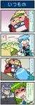  4koma anger_vein animal_ears artist_self-insert blonde_hair blue_hair comic commentary_request constricted_pupils cosplay di_gi_charat fate_(series) green_hair highres holding holding_microphone kochiya_sanae majin_gappa microphone mizuki_hitoshi monitor mordred_(fate) mordred_(fate)_(all) mordred_(fate)_(cosplay) mouse_ears nazrin open_mouth red_eyes shaded_face sweat sweating_profusely taking_picture tatara_kogasa touhou translation_request wide-eyed zettai_yurusanae 