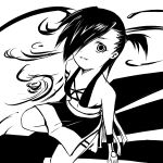  barefoot enma enma_(character) hair_over_one_eye looking_up monochrome ponytail short_hair side_ponytail stare tattoo tetsuji 