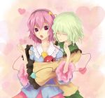  closed_eyes green_hair heart hug komeiji_koishi komeiji_satori pink_eyes pink_hair siblings sisters tears touhou 