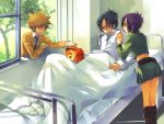  chrome_dokuro eyepatch hospital hospital_bed katekyo_hitman_reborn katekyo_hitman_reborn! natsume_(1-pico) natsume_(pixiv63431) purple_hair rokudou_mukuro sawada_tsunayoshi short_hair skirt 