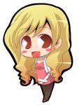  blonde_hair blush brown_eyes chibi dress long_hair lowres pac-man_eyes pacman_eyes pantyhose suntail takasu_yasuko toradora! 