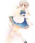  1girl braid hano_(hanosora) izayoi_sakuya knife maid silver_hair touhou twin_braids 