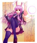  blazer bunny_ears cala_(artist) danmaku finger_gun long_hair pleated_skirt purple_hair rabbit_ears red_eyes reisen_udongein_inaba skirt thigh-highs thighhighs touhou zettai_ryouiki 