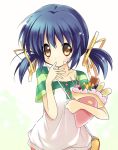  brown_eyes casual child clannad crepe food food_on_face hair_ribbon paco ribbon short_hair sunohara_mei twintails 