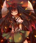  closed_eyes long_hair reiuji_utsuho ribbon skirt touhou wings yukishiro_mafuyu 