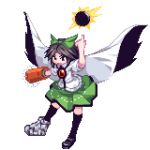  bow cape hair_bow halt76 lowres pixel_art reiuji_utsuho thigh-highs thighhighs touhou transparent_background transparent_png wings 