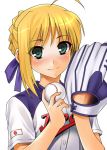  azu baseball baseball_mitt baseball_uniform blonde_hair fate/stay_night fate_(series) green_eyes saber sportswear type-moon wbc 