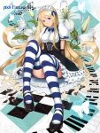  blue_eyes checkered checkered_floor flower gigandal_federation kuro_(pixiv122395) lace long_hair pixiv pixiv_fantasia pixiv_fantasia_3 skirt striped striped_legwear striped_thighhighs thigh-highs thighhighs very_long_hair xxkuroxx 