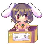  bad_id black_hair box bunny_ears carrot chibi for_adoption hina_hina in_box in_container inaba_tewi lowres rabbit_ears red_eyes short_hair simple_background touhou translated 