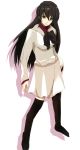  black_hair blue_eyes bow eru_(artist) kizaki_emi kurogane_no_linebarrel kurogane_no_linebarrels long_hair solo tanashin thighhighs 