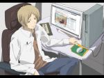  blonde_hair computer computer_mouse highres monitor mousepad natsume_takashi natsume_yuujinchou nico_nico_douga opera toumei_suisai_youjo 