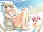  bad_feet beach bikini blonde_hair brown_eyes chii chobits feet game_cg happy pink_hair summer sumomo swimsuit 