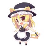  animal_ears blonde_hair braid cat_ears cat_tail chibi hat kemonomimi_mode kirisame_marisa meito_(maze) outstretched_arms short_hair side_braid solo spread_arms tail tail_bow tail_wagging touhou witch_hat yellow_eyes 