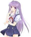  fujibayashi_kyou long_hair muzuki_hikari purple_eyes purple_hair school_uniform violet_eyes 