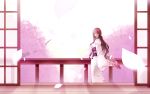  cherry_blossoms hair_ornament hiz_(pixiv) japanese_clothes kimono long_hair obi original petals pink sleeves_past_wrists solo wide_sleeves 