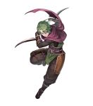  1boy brown_eyes circlet fire_emblem fire_emblem_heroes fire_emblem_if full_body gloves green_hair highres japanese_clothes lack male_focus official_art sandals scarf solo suzukaze_(fire_emblem_if) transparent_background 