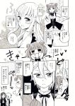 &gt;_&lt; /\/\/\ 0_0 4girls :d =_= ange_(princess_principal) beatrice_(princess_principal) blush comic commentary_request dorothy_(princess_principal) double_bun flower hands_on_own_cheeks hands_on_own_face heart jitome long_hair looking_back monochrome multiple_girls niina_ryou open_mouth princess_(princess_principal) princess_principal profile school_uniform short_hair smile tongue tongue_out translation_request yuri 