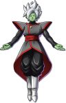  1boy boots dragon_ball dragon_ball_fighterz dragon_ball_super earrings evil_smile full_body fused_zamasu fusion green_skin highres jewelry looking_at_viewer official_art outstretched_arms pointy_ears potara_earrings ring silver_hair smile solo spiky_hair transparent_background white_footwear zamasu 