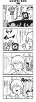  2boys 2girls 4koma :&gt; :3 :d animal_costume animal_ears bangs bkub blank_eyes blush clenched_hand closed_eyes comic constricted_pupils crowd curtains dj_copy_and_paste emphasis_lines eyebrows_visible_through_hair fang glasses greyscale hair_between_eyes hat headphones highres honey_come_chatka!! hood hoodie jacket jumping long_hair monochrome multiple_boys multiple_girls music musical_note necktie one_eye_closed one_side_up open_mouth sachi_(bkub) shirt shoes short_hair side_ponytail simple_background singing slit_pupils smile sneakers sparkle speech_bubble sweatdrop swept_bangs talking tayo translation_request triangle_mouth two-tone_background vampire_costume whiskers window wolf_costume wolf_ears zombie 
