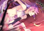  1girl angel_wings blush breasts bridal_gauntlets crop_top cross feathered_wings fuchima gloves halo jibril_(no_game_no_life) long_hair low_wings magic_circle medium_breasts midriff mismatched_legwear navel no_game_no_life pink_hair scythe sideboob solo symbol-shaped_pupils tattoo thigh-highs very_long_hair white_wings wing_ears wings yellow_eyes 