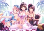  3girls absurdres all_fours babydoll bag bangs black_hair black_legwear blue_eyes breasts brown_hair choker cleavage frilled_legwear garter_straps garters hairband handbag headband high_heels highres huge_filesize jewelry kasumigaoka_utaha katou_megumi lace lace-trimmed_thighhighs lolita_hairband long_hair medium_breasts midriff misaki_kurehito multiple_girls navel necklace no_shoes panties pearl_necklace petals rose_petals saenai_heroine_no_sodatekata sawamura_spencer_eriri shoes_removed short_hair sitting smile thigh-highs twintails underwear wariza white_legwear white_panties window 