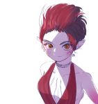 1girl art3mis dress earrings edich-art jewelry looking_at_viewer mmorpg pink_skin ready_player_one redhead samantha_cook science_fiction short_hair signature simple_background sketch smirk spiky_hair upper_body video_game white_skin yellow_eyes 