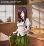  1girl absurdres black_neckwear bow bowtie burn_scar canister classroom constricted_pupils crazy_eyes crossover doki_doki_literature_club gasoline glitch green_skirt grin hair_over_one_eye highres holding_lighter ikezawa_hanako indoors juliet_sleeves katawa_shoujo lighter long_hair long_sleeves looking_at_viewer parody protey84 puffy_sleeves purple_hair scar school_uniform see-through shirt skirt smile solo style_parody trait_connection violet_eyes wet wet_clothes wet_hair wet_shirt white_shirt window yuri_(doki_doki_literature_club) 