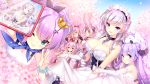  6+girls :d :o ;) animal_ears apron azur_lane bangs bare_shoulders belfast_(azur_lane) black_bow black_gloves black_ribbon blue_eyes blue_sky blush bow braid breasts broken broken_chain camisole chains character_request cherry_blossoms cleavage commentary_request crown day detached_sleeves dmyomyo dress elbow_gloves eyebrows_visible_through_hair fingernails flower frilled_skirt frills fur-trimmed_jacket fur_trim gloves hair_between_eyes hair_ornament hair_ribbon highres hiryuu_(azur_lane) holding jacket javelin_(azur_lane) laffey_(azur_lane) large_breasts long_hair long_sleeves maid maid_headdress medium_breasts mini_crown multiple_girls object_hug one_eye_closed one_side_up open_mouth outdoors parted_lips partly_fingerless_gloves petals pink_flower pink_jacket ponytail purple_hair rabbit_ears red_bow red_eyes ribbon side_bun sidelocks signature silver_hair skirt sky sleeveless sleeveless_dress small_breasts smile stuffed_animal stuffed_pegasus stuffed_toy stuffed_unicorn twintails unicorn_(azur_lane) upper_teeth v very_long_hair violet_eyes white_apron white_camisole white_gloves 