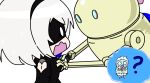  1girl animated animated_gif black_background black_blindfold black_hair chibi d: darkwin17 fast_animated_gif hairband nier_(series) nier_automata open_mouth self_upload short_hair solo yorha_no._2_type_b 