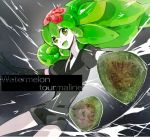  1other androgynous elbow_gloves gem_uniform_(houseki_no_kuni) gloves green_hair houseki_no_kuni long_hair multicolored_hair necktie short_sleeves shorts shumiko_(kamenokoueki) smile solo watermelon_tourmaline_(houseki_no_kuni) 