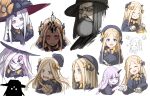  abigail_williams_(fate/grand_order) absurdres beard blonde_hair blue_eyes bow crying crying_with_eyes_open darkness expressions facial_hair fate/grand_order fate_(series) food grey_eyes grey_hair hat highres kan_(aaaaari35) keyhole lavinia_whateley_(fate/grand_order) matthew_hopkins_(fate) pancake purple_hair purple_skin red_eyes ribbon sharp_teeth tears teeth violet_eyes witch_hat 