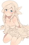  1girl bare_shoulders beret blue_eyes bow breasts camisole cucouroux_(granblue_fantasy) granblue_fantasy hair_bow hair_ribbon hat long_hair medium_breasts monochrome off_shoulder ribbon rkrk skirt twintails 
