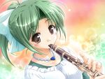  clarinet green_hair instrument jewelry necklace ponytail tohyama_midori tooyama_midori yoake_mae_yori_ruri_iro_na 