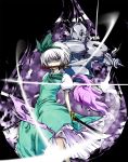  bow crossover epee jojo&#039;s_bizarre_adventure jojo_no_kimyou_na_bouken katana konpaku_youmu painfultree rapier silver_chariot spikes stand stand_(jojo) sword touhou triple_wielding weapon 