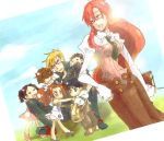  alternate_hairstyle blonde_hair book child glasses impossible_shirt kittan laughing long_hair long_skirt maosha necktie open_mouth red_hair redhead skirt teacher tengen_toppa_gurren_lagann yoko_littner yoko_ritona yomako 