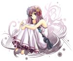  bare_shoulders dress long_hair patchouli_knowledge purple_eyes purple_hair ribbon touhou violet_eyes yuryan 