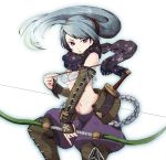  arrow blue_hair bow_(weapon) crost midriff ponytail purple_eyes rogue_(7th_dragon) scarf violet_eyes weapon 